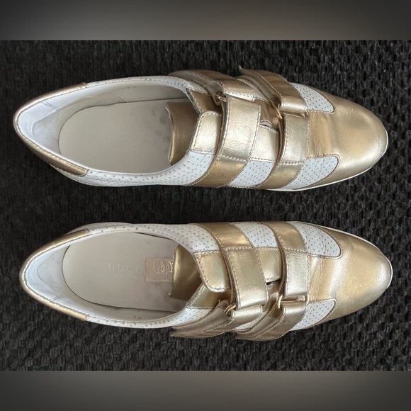 Women's Gucci Velcro Leather Sneakers Authentic GG - Picture 2 of 16